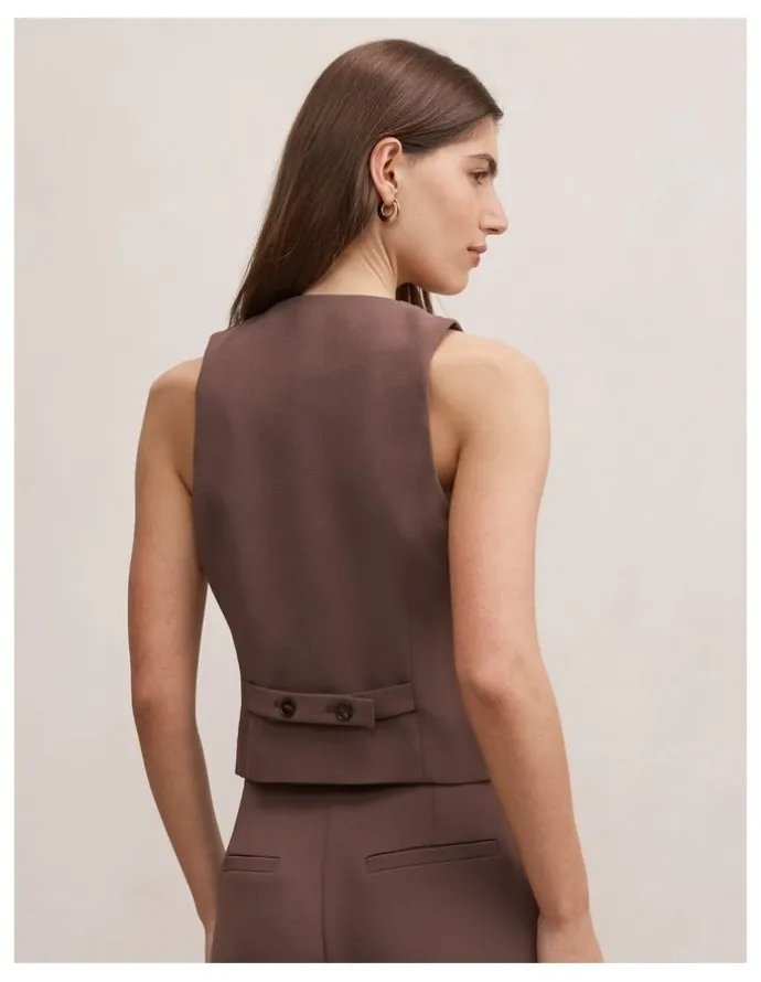 Forever New Paloma Waistcoat in Brown