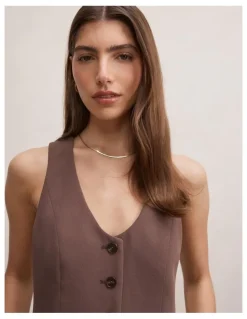 Forever New Paloma Waistcoat in Brown