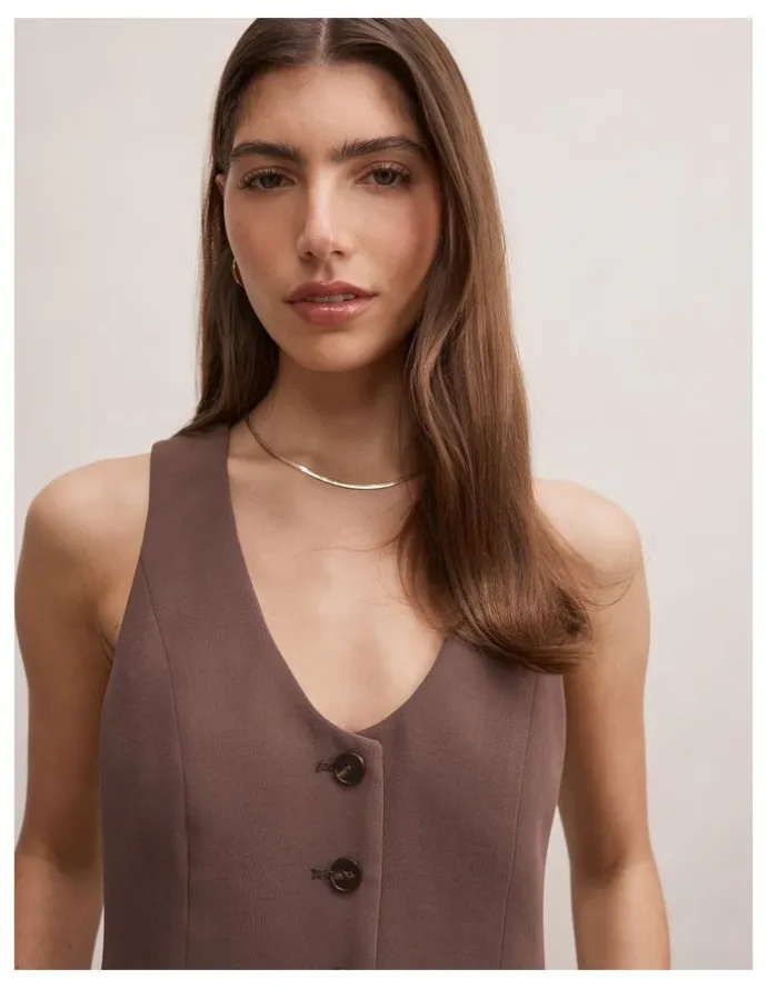 Forever New Paloma Waistcoat in Brown