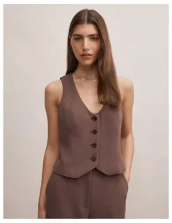Forever New Paloma Waistcoat in Brown