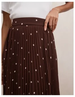 Forever New Petite Aurora Pleated Skirt in Brown
