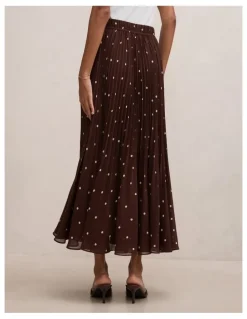 Forever New Petite Aurora Pleated Skirt in Brown