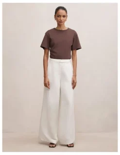 Forever New Petite Matilda Linen Blend Pants in White