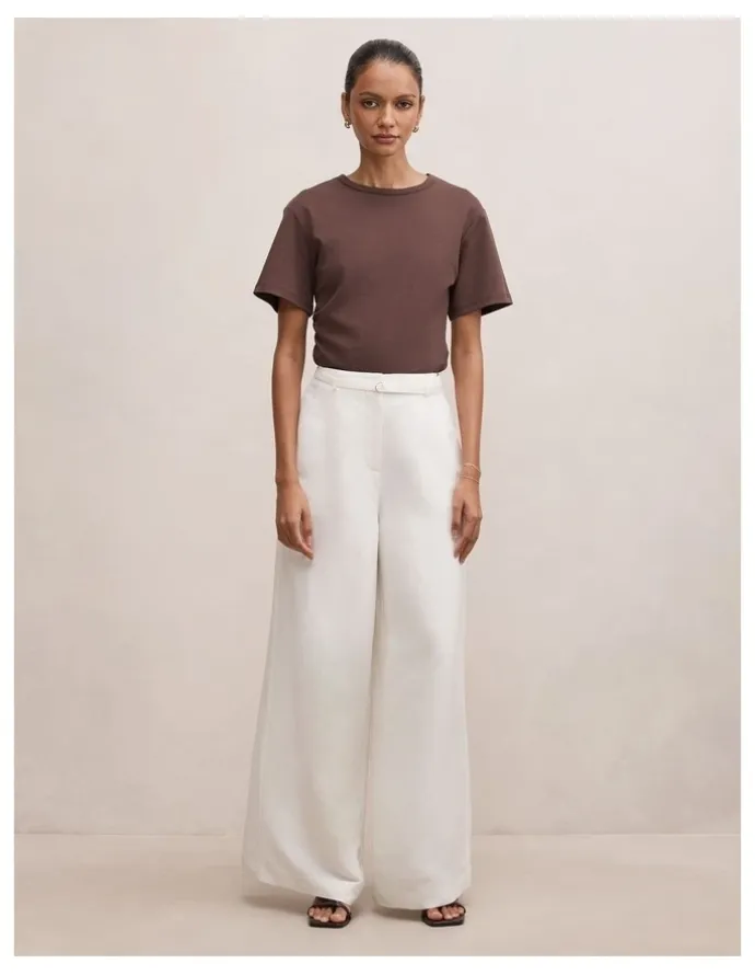 Forever New Petite Matilda Linen Blend Pants in White