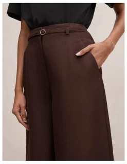 Forever New Petite Matilda Linen Blend Pants in Brown