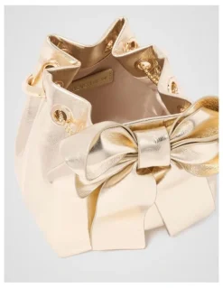 Forever New Petra Bow Metal Handle Bag in Gold