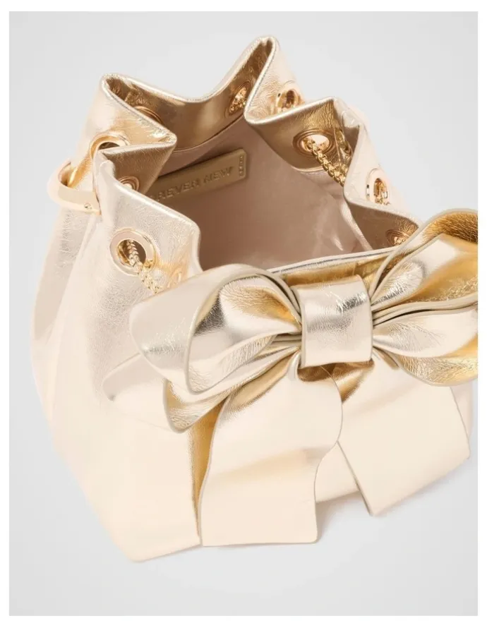 Forever New Petra Bow Metal Handle Bag in Gold
