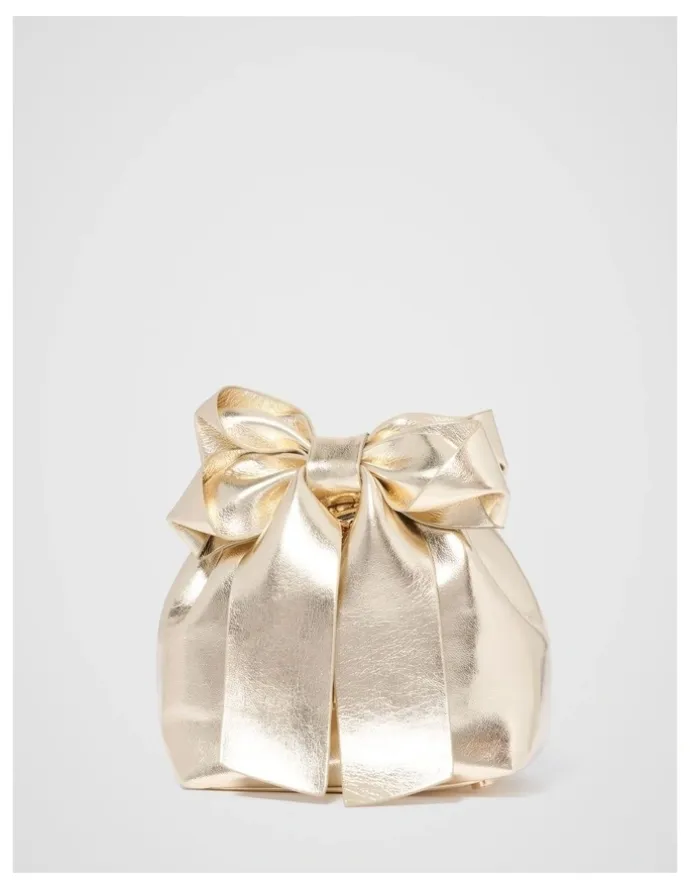 Forever New Petra Bow Metal Handle Bag in Gold