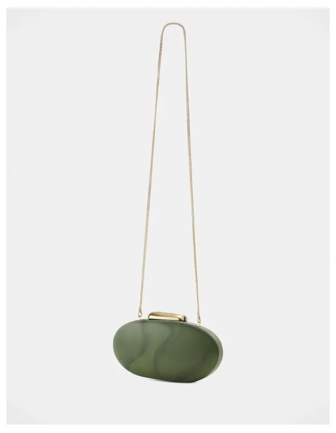 Forever New Peyton Oval Hardcase Clutch in Green