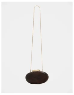 Forever New Peyton Oval Hardcase Clutch in Brown