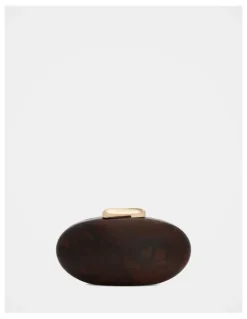 Forever New Peyton Oval Hardcase Clutch in Brown