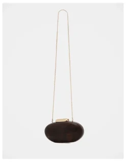 Forever New Peyton Oval Hardcase Clutch in Brown