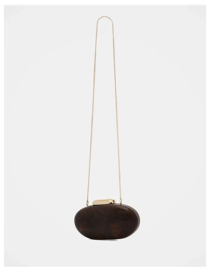 Forever New Peyton Oval Hardcase Clutch in Brown