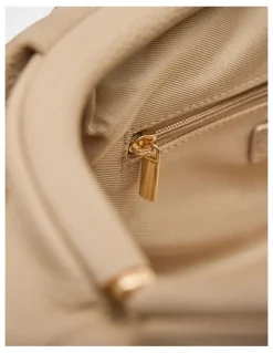 Forever New Portia Padlock Soft Clutch in Cream