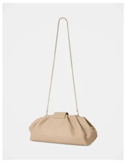 Forever New Portia Padlock Soft Clutch in Cream