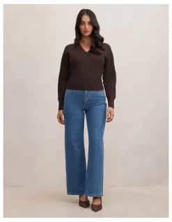 Forever New Raya V-Neck Sweater in Brown