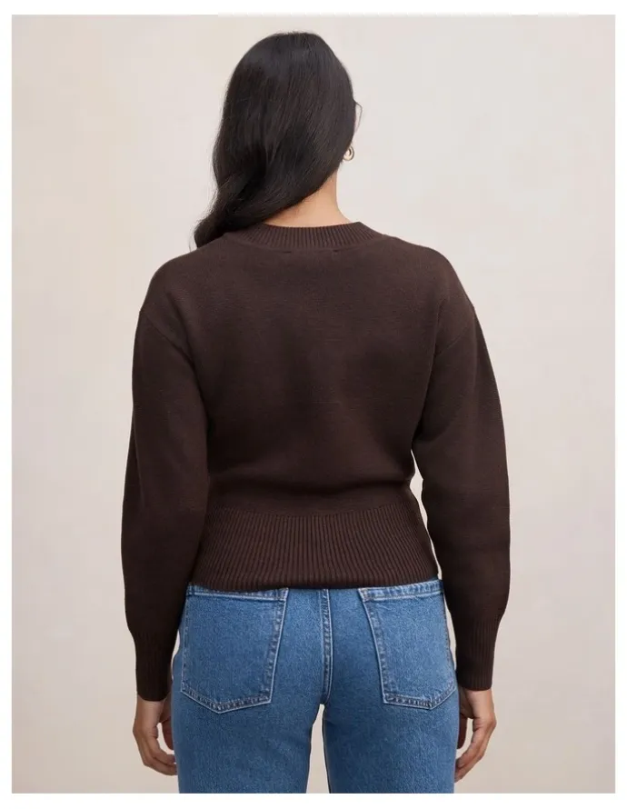 Forever New Raya V-Neck Sweater in Brown