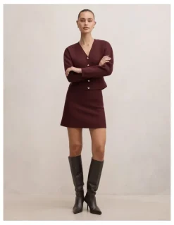 Forever New Robyn Knitted Mini Skirt in Red