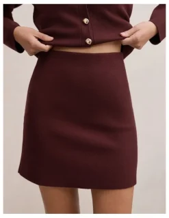 Forever New Robyn Knitted Mini Skirt in Red