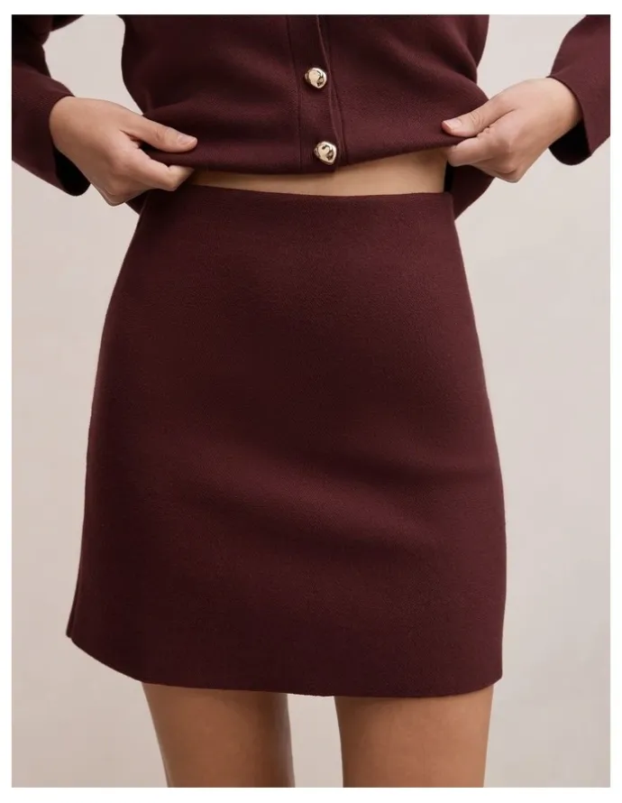 Forever New Robyn Knitted Mini Skirt in Red