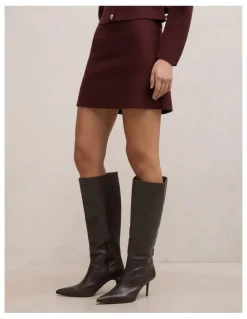 Forever New Robyn Knitted Mini Skirt in Red