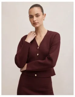 Forever New Robyn Tie Back Cardigan in Red
