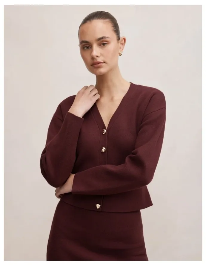 Forever New Robyn Tie Back Cardigan in Red