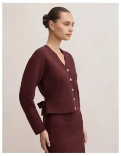 Forever New Robyn Tie Back Cardigan in Red