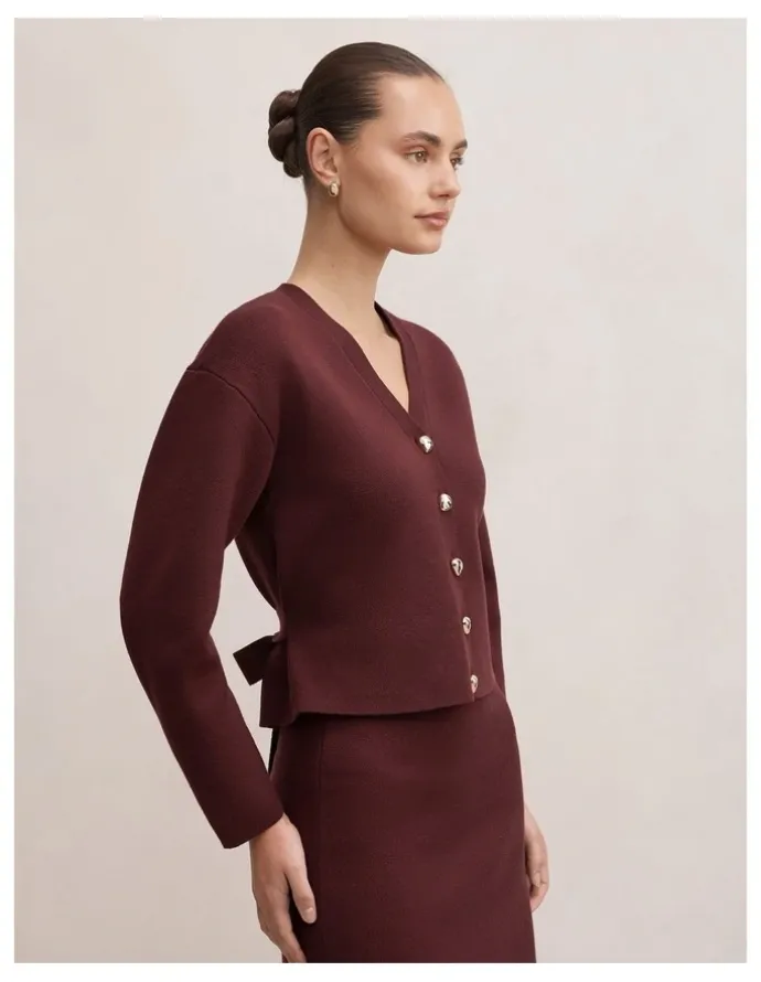 Forever New Robyn Tie Back Cardigan in Red