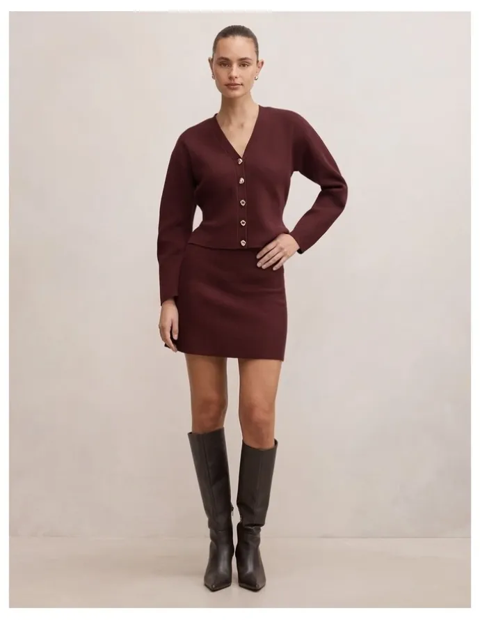 Forever New Robyn Tie Back Cardigan in Red