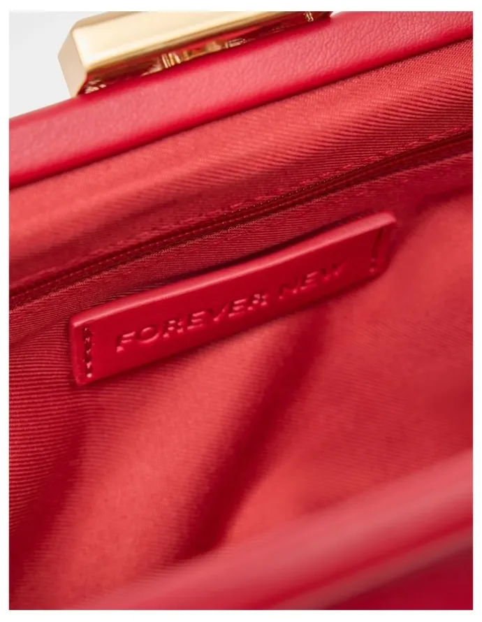 Forever New Sarah Metal Frame Clutch in Red