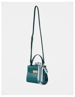 Forever New Serin Small Lock Top Handle Bag in Blue