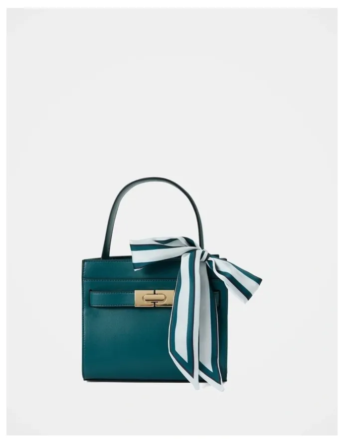 Forever New Serin Small Lock Top Handle Bag in Blue