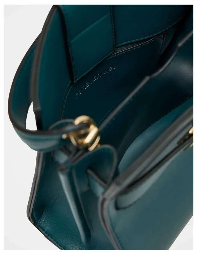 Forever New Serin Small Lock Top Handle Bag in Blue