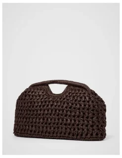 Forever New Shara Weave Frame Clutch Bag in Brown
