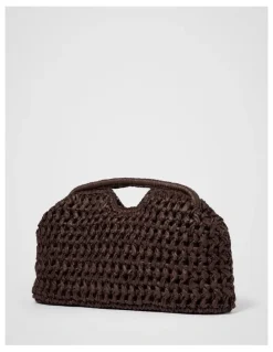 Forever New Shara Weave Frame Clutch Bag in Brown