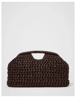 Forever New Shara Weave Frame Clutch Bag in Brown