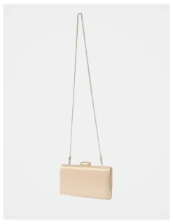 Forever New Tate Twist Satin Hardcase Clutch in Gold