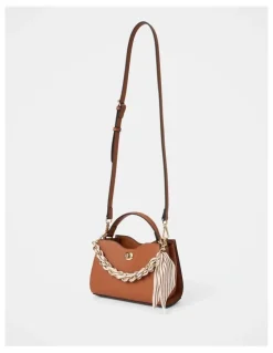 Forever New Victoria Scarf Lock Top Handle Bag in Brown