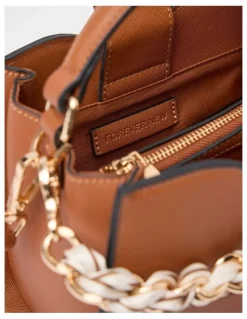 Forever New Victoria Scarf Lock Top Handle Bag in Brown