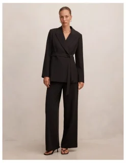 Forever New Bella Belted Blazer in Black