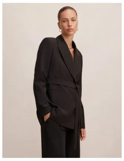 Forever New Bella Belted Blazer in Black