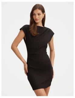 Forever New Carly Sleeveless Tuck Mini Dress in Black