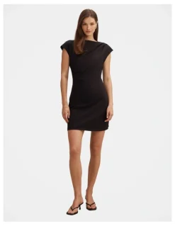 Forever New Carly Sleeveless Tuck Mini Dress in Black