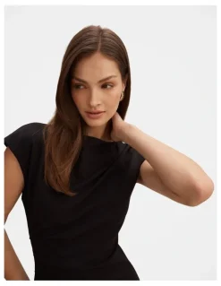 Forever New Carly Sleeveless Tuck Mini Dress in Black