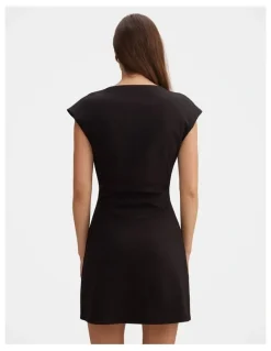 Forever New Carly Sleeveless Tuck Mini Dress in Black