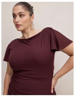 Forever New Curve Trish High Neck Jersey Dress in Purple