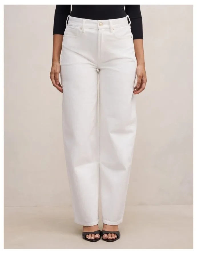 Forever New Emma Mid Rise Barrel Leg Jeans in White