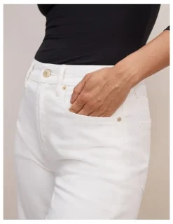 Forever New Emma Mid Rise Barrel Leg Jeans in White
