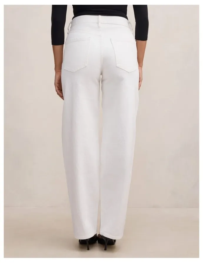 Forever New Emma Mid Rise Barrel Leg Jeans in White